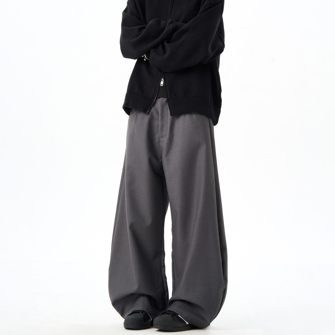 Ace Jolun Elegant Drapey Black Curved‑Cut Wide‑Leg Trousers