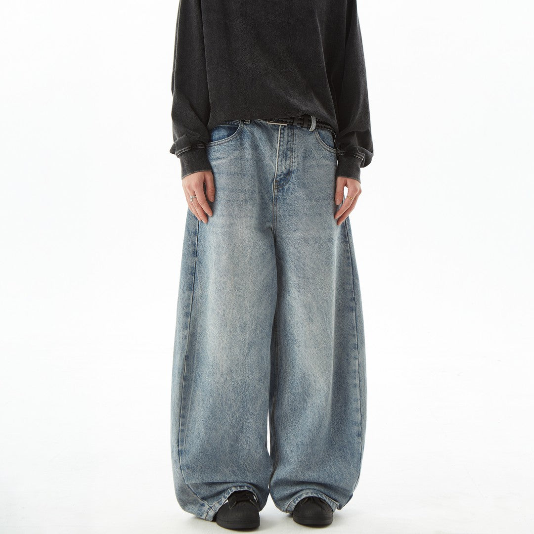 Ace Jolun Vintage Washed Blue Curved‑Cut Jeans