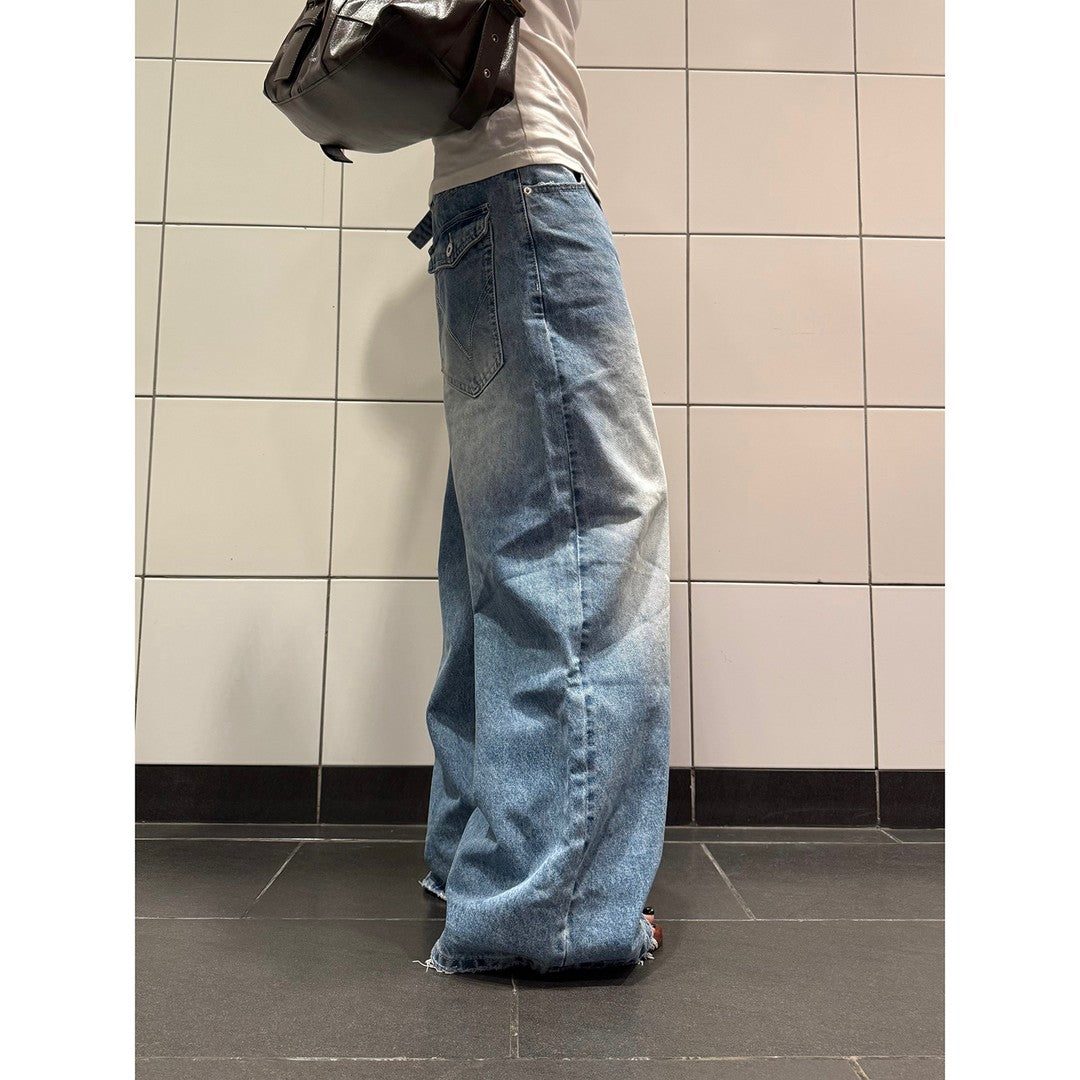 Ace Jolun Distressed Washed Blue Straight‑Leg Jeans