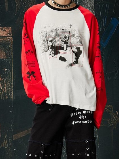 Ace Jolun【New Arrival】Alternative Punk Y2K Off‑Shoulder Spliced T‑Shirt