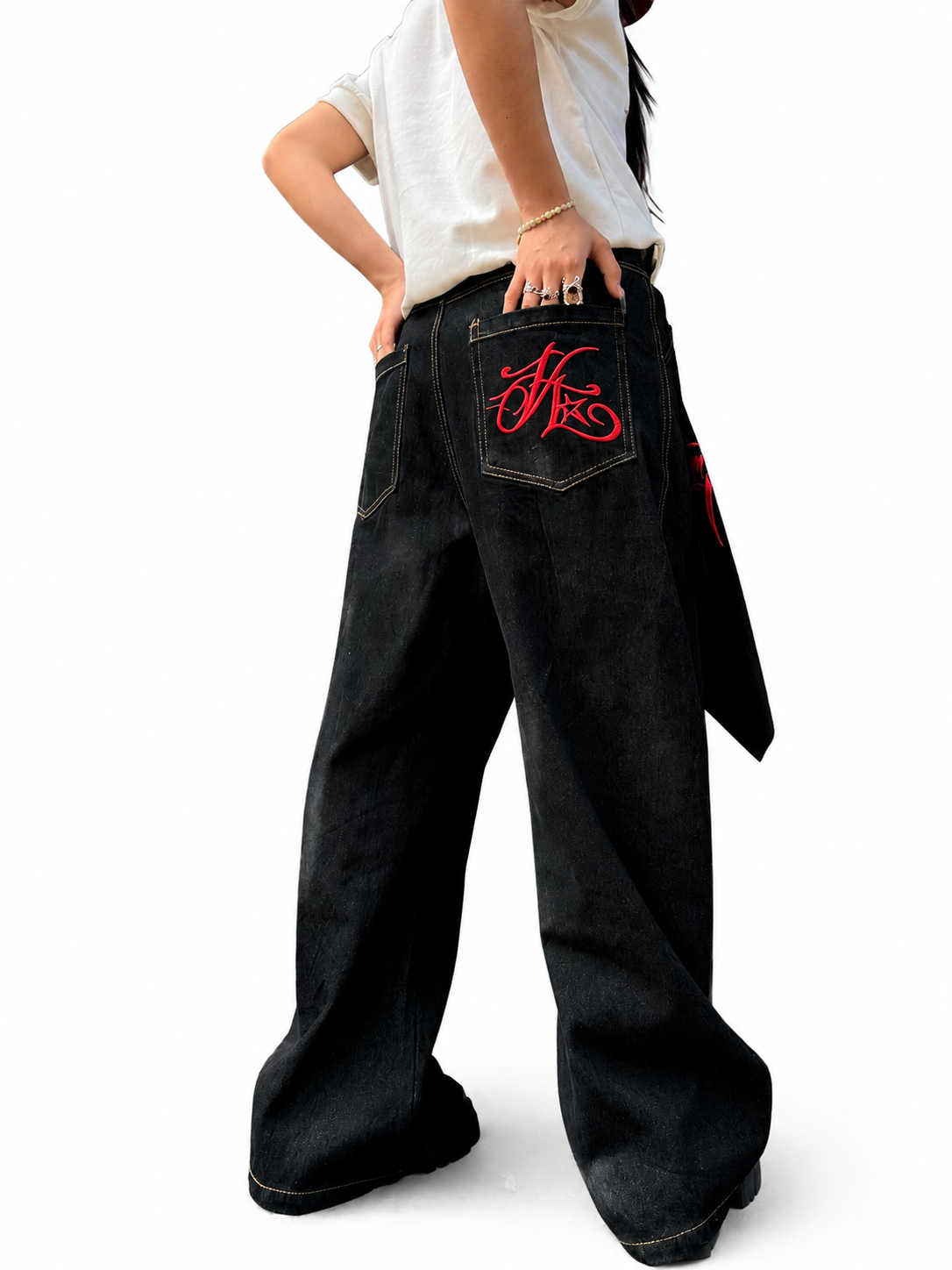 Ace Jolun Ghost Rider Embroidered Sweatpants image 5