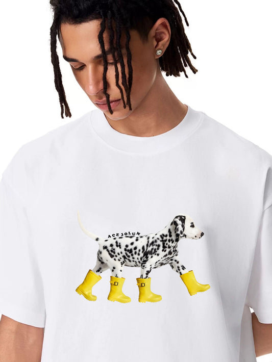 Ace Jolun Dalmatian Rain Boots Graphic Tee | 01-1.jpg