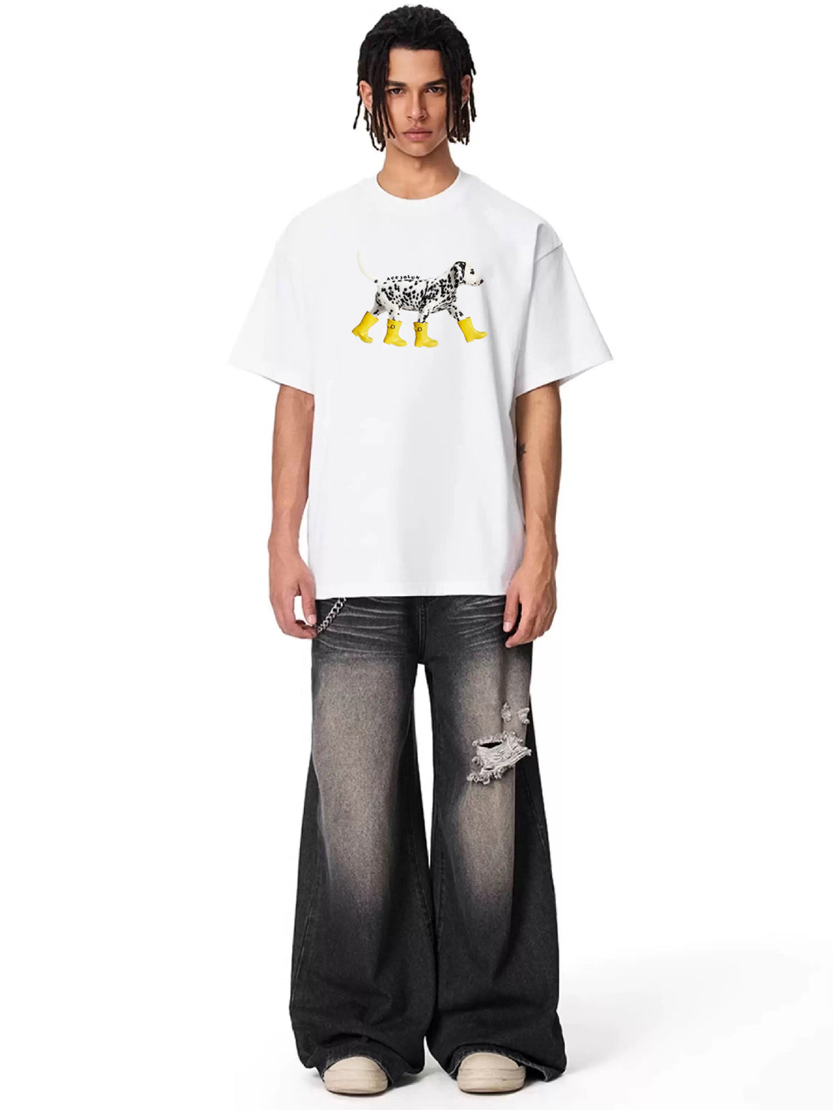 Ace Jolun Dalmatian Rain Boots Graphic Tee | 01-2.jpg