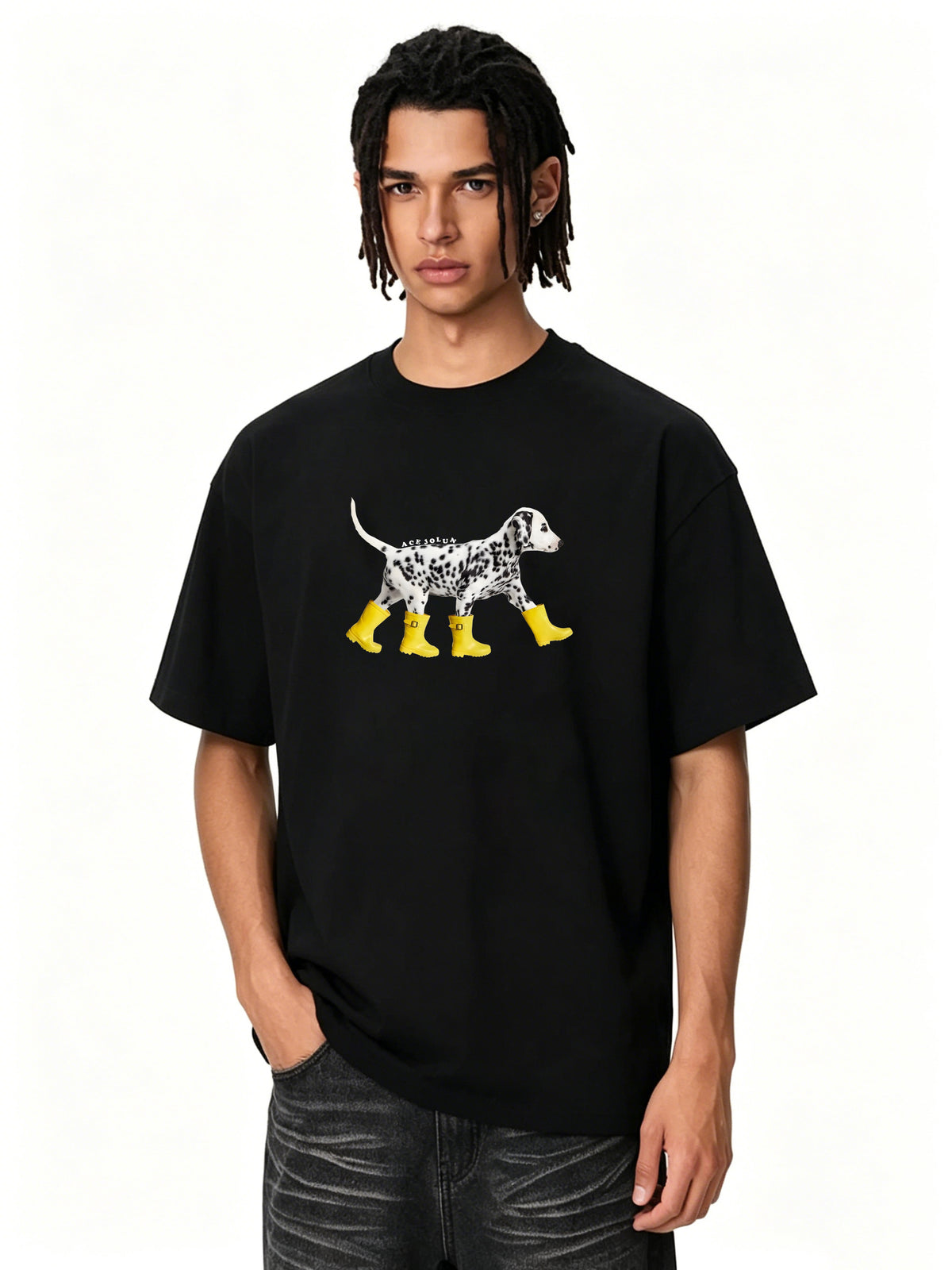 Ace Jolun Dalmatian Rain Boots Graphic Tee | 01-5.jpg