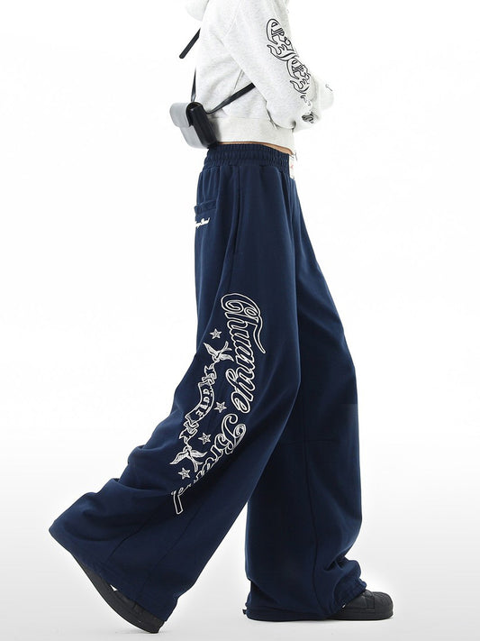 Ace Jolun Letter Print Clean‑Fit Curved Sweatpants