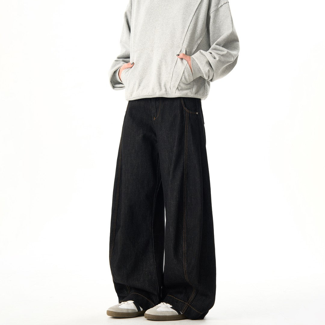 Ace Jolun Vintage High‑End Black Curved‑Cut Pants
