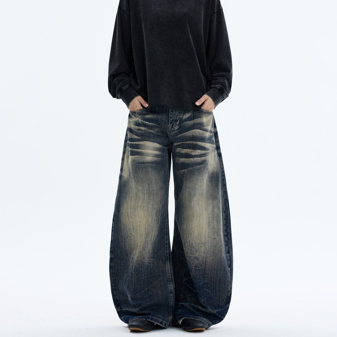 Ace Jolun Washed‑Distressed Whisker Slub Jeans
