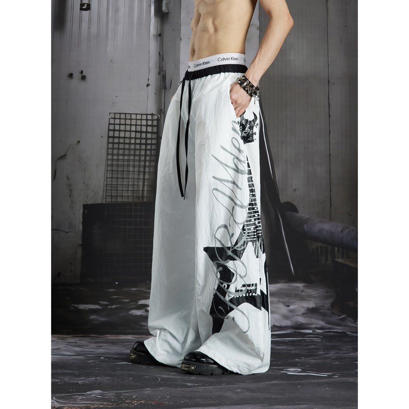 Ace Jolun Alternative Punk‑Style Electric Guitar Print Loose‑Fit Pants