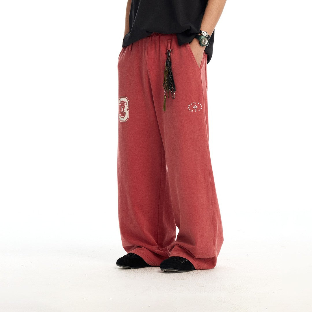 Ace Jolun Washed Letter‑Print Wide‑Leg Pants