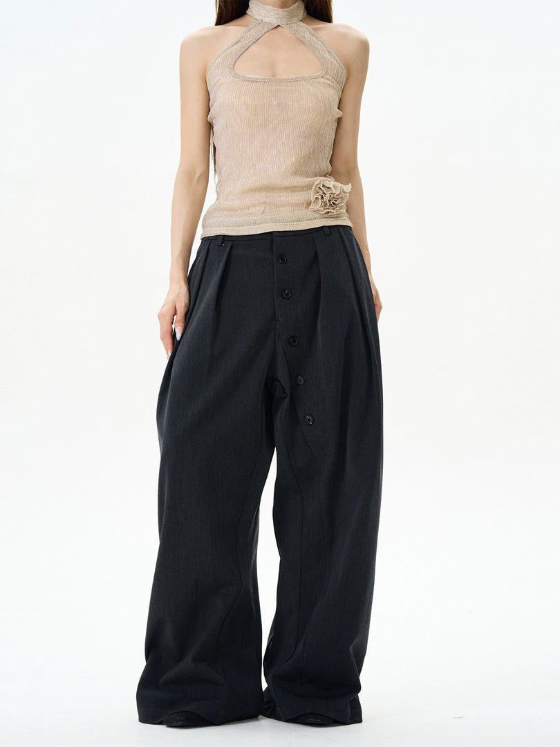 Aelfric Eden Vintage Button‑Placket Suit Casual Trousers