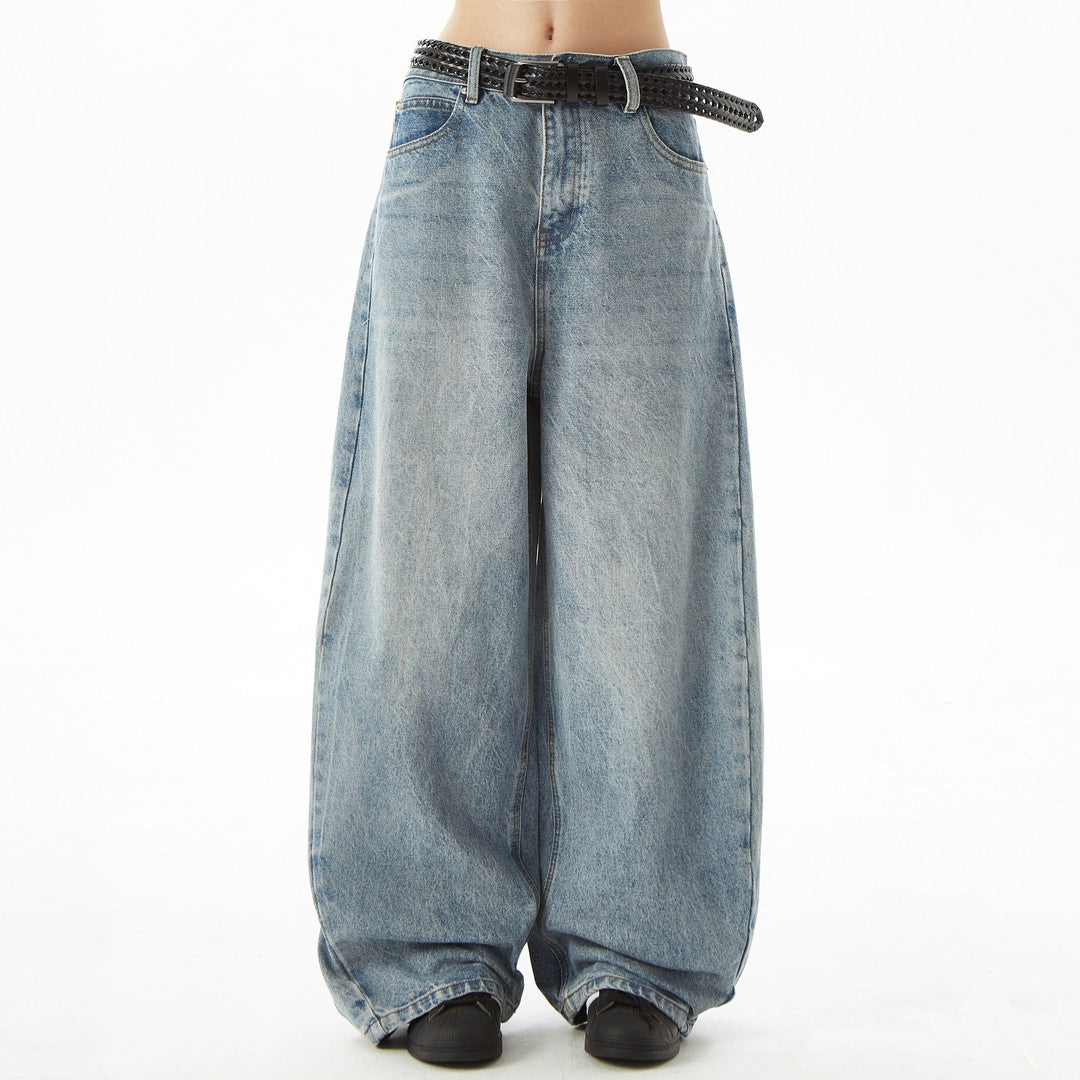Ace Jolun Vintage Washed Blue Curved‑Cut Jeans