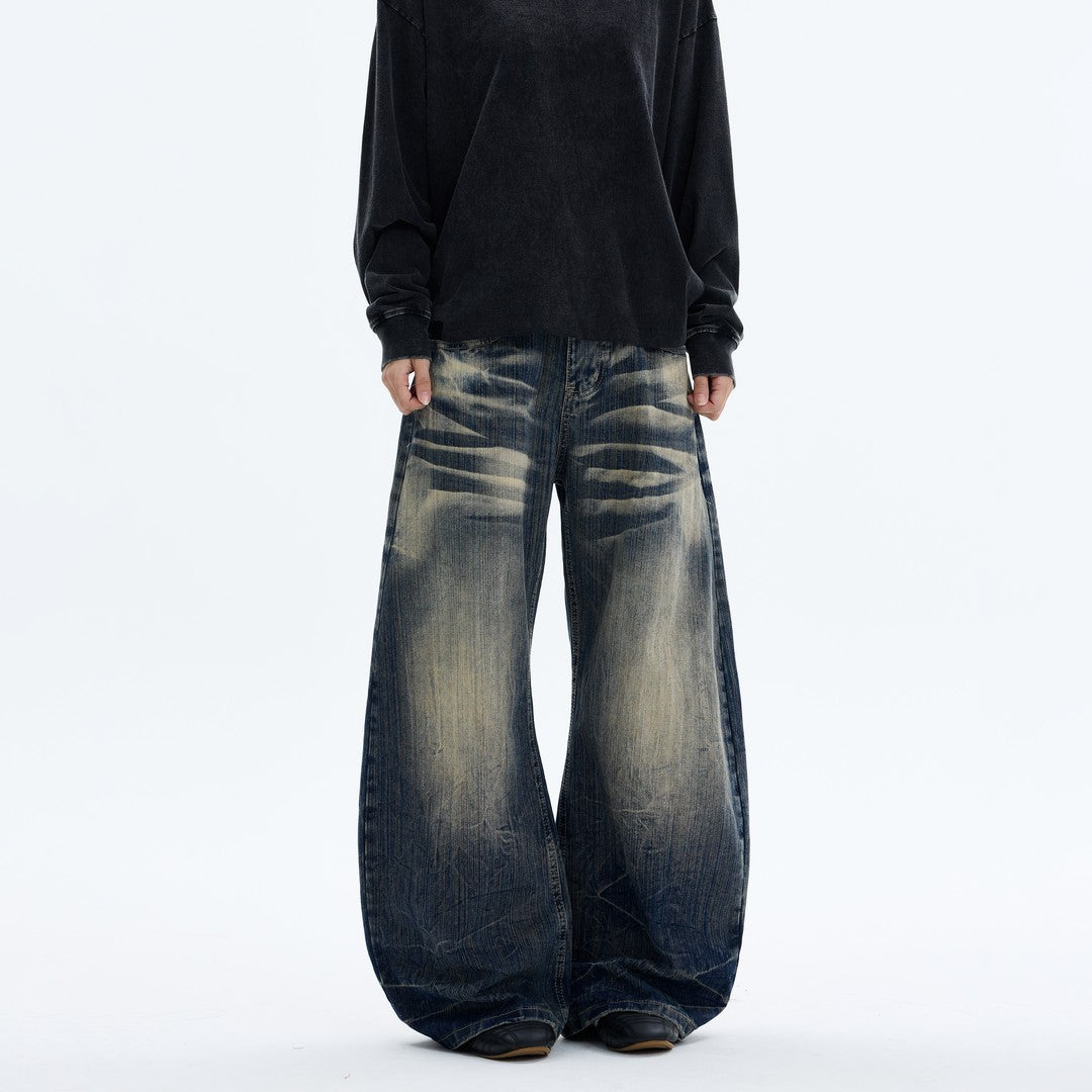 Ace Jolun Washed‑Distressed Whisker Slub Jeans