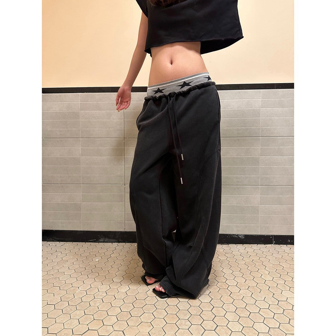 Ace Jolun Dual‑Waist Washed Sports Casual Sweatpants