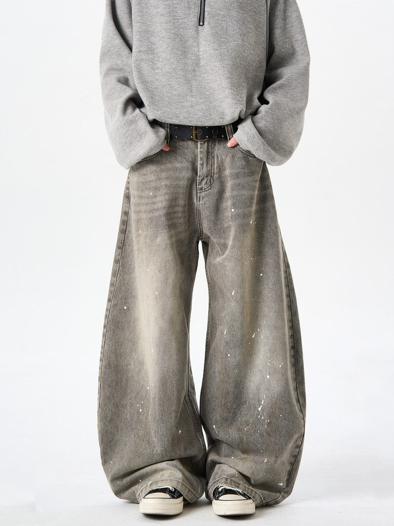 Ace Jolun Vintage Splash‑Ink Curved‑Cut Jeans