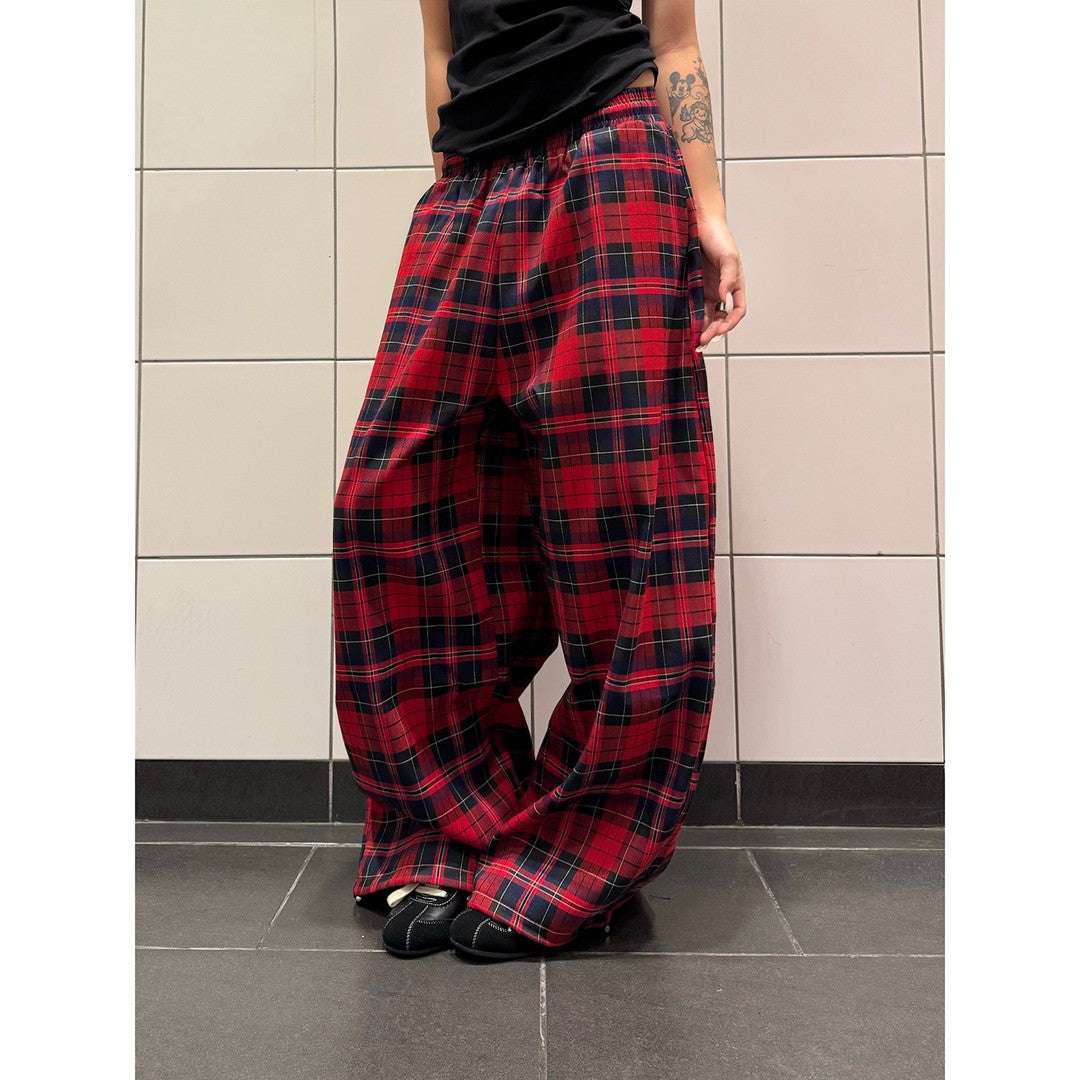 Ace Jolun Design‑Forward Color‑Block Plaid Drawstring Casual Pants