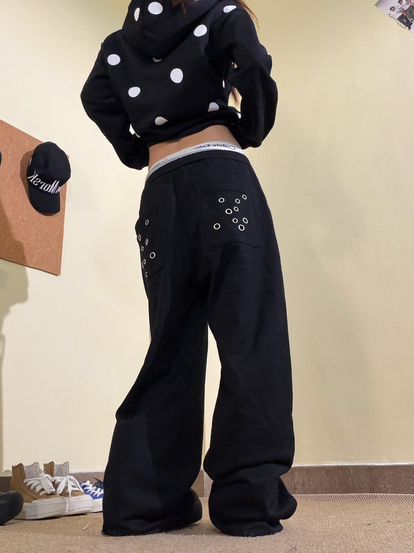 Ace Jolun Rivet‑Decorated Sweatpants