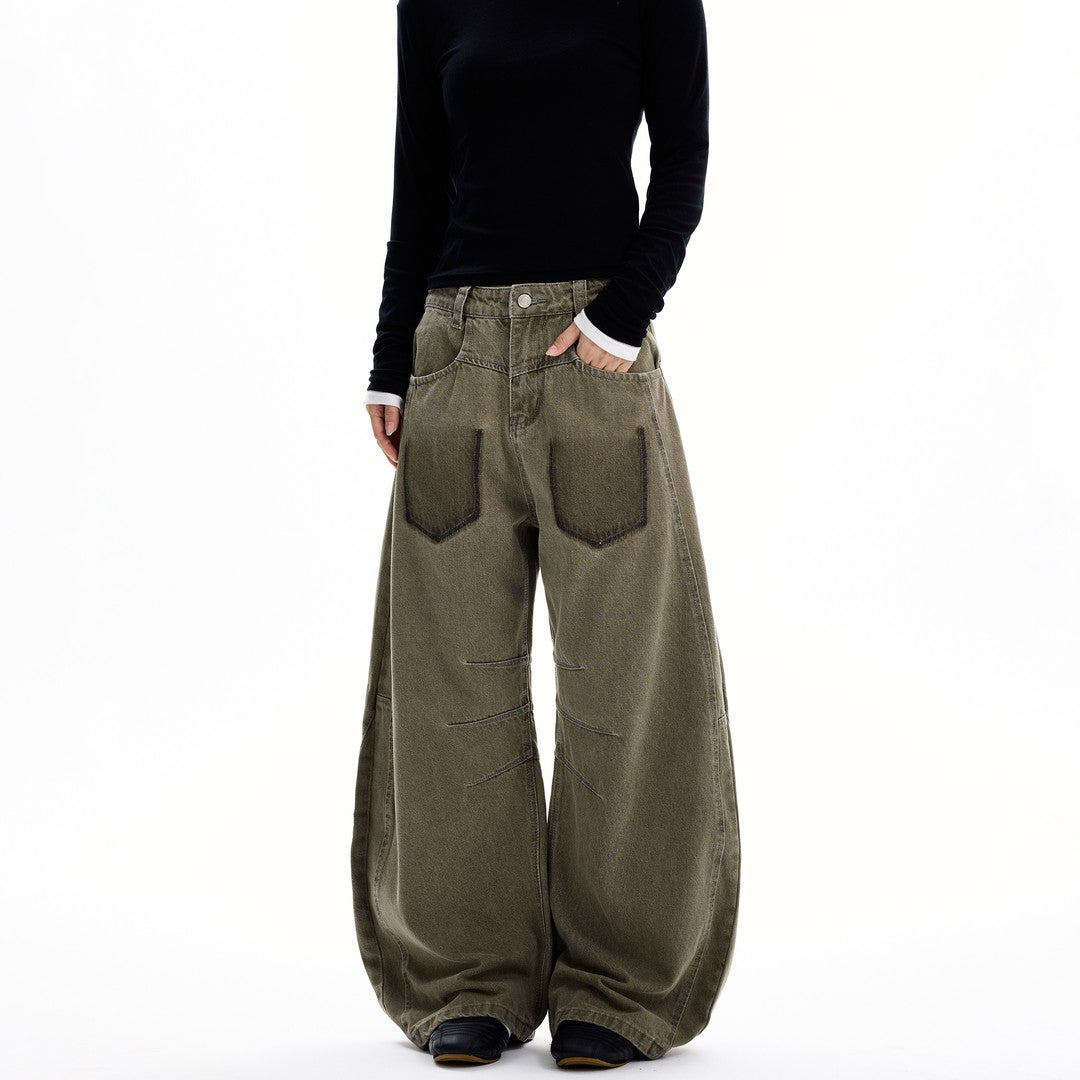 Ace Jolun Washed Dirty‑Dye Curved‑Cut Jeans