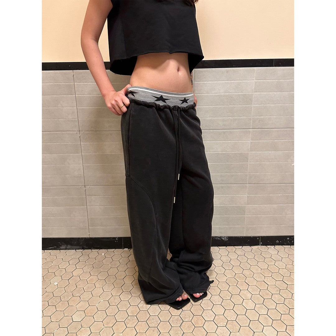 Ace Jolun Dual‑Waist Washed Sports Casual Sweatpants