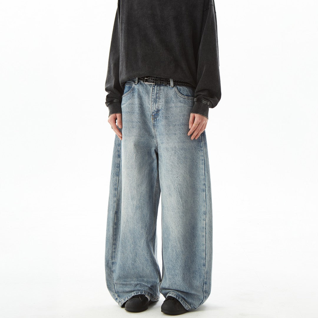 Ace Jolun Vintage Washed Blue Curved‑Cut Jeans