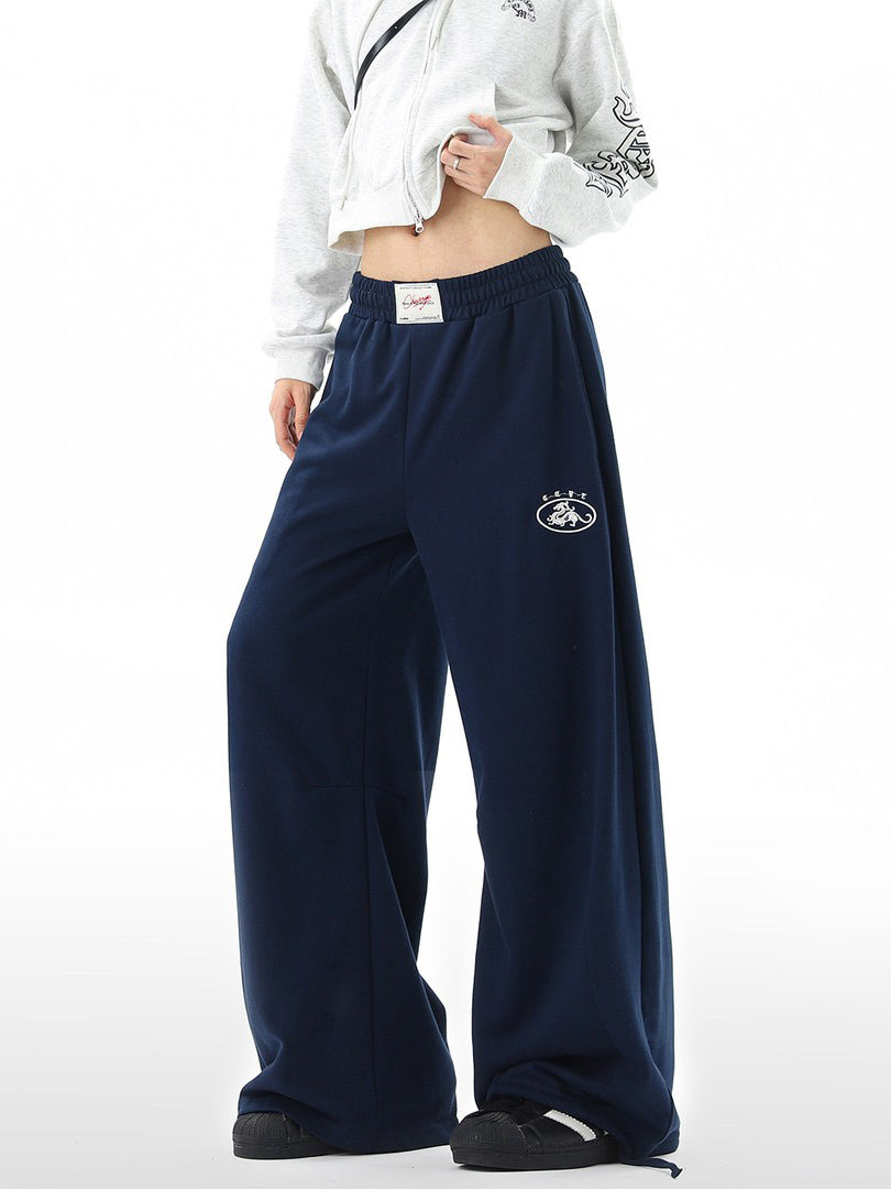 Ace Jolun Letter Print Clean‑Fit Curved Sweatpants