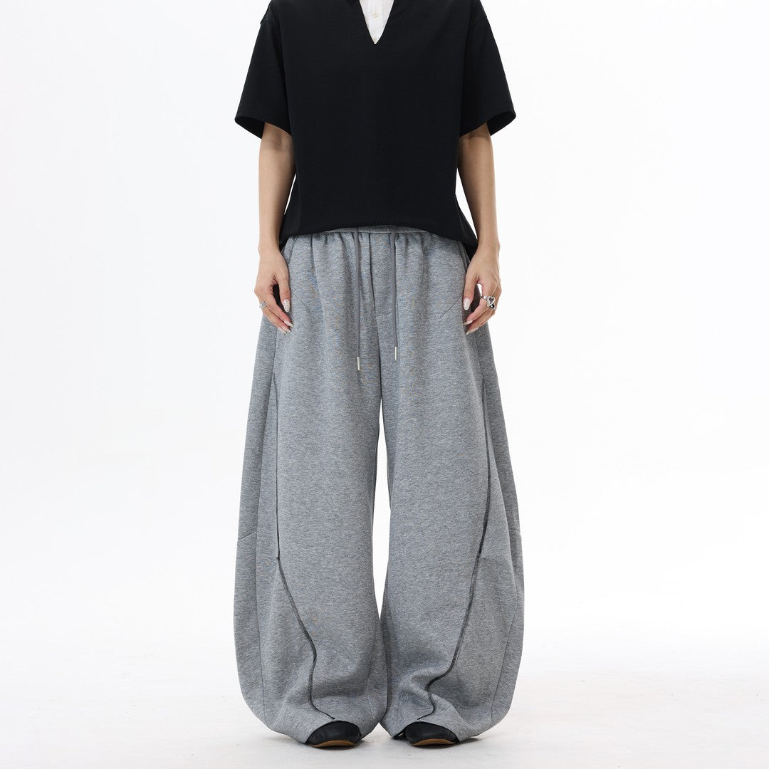 Ace Jolun American Hand‑Painted Deconstructed Drawstring Curved‑Cut Sweatpants