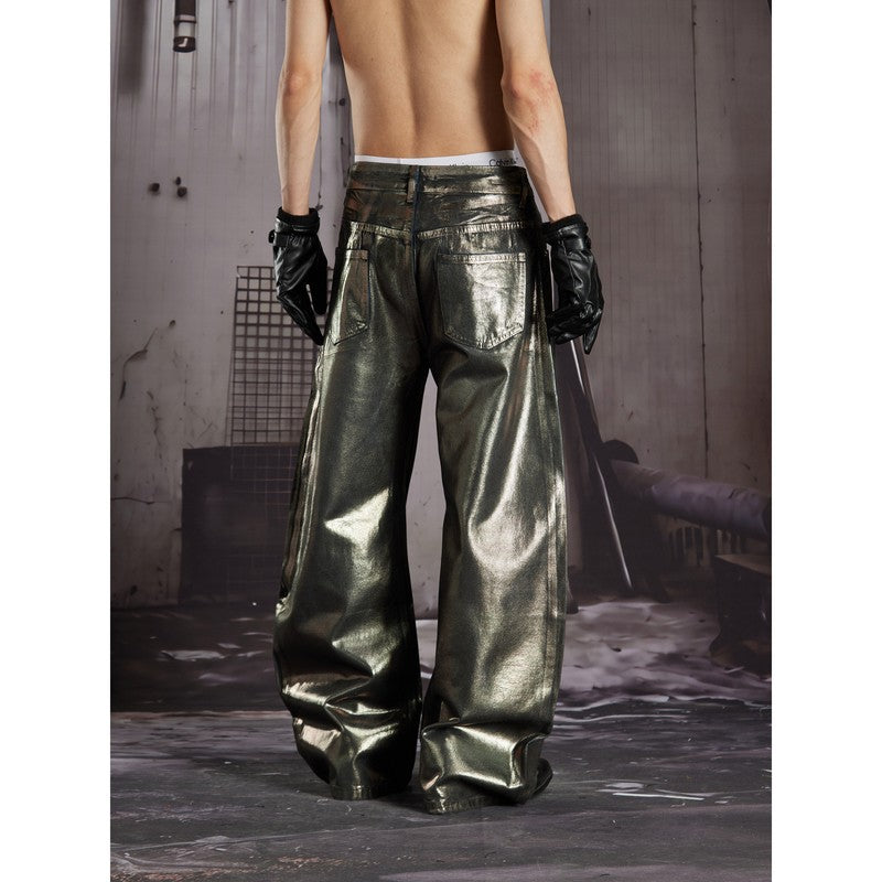Ace Jolun Coated Dark‑Avant‑Garde Alternative Barrel‑Cut Jeans
