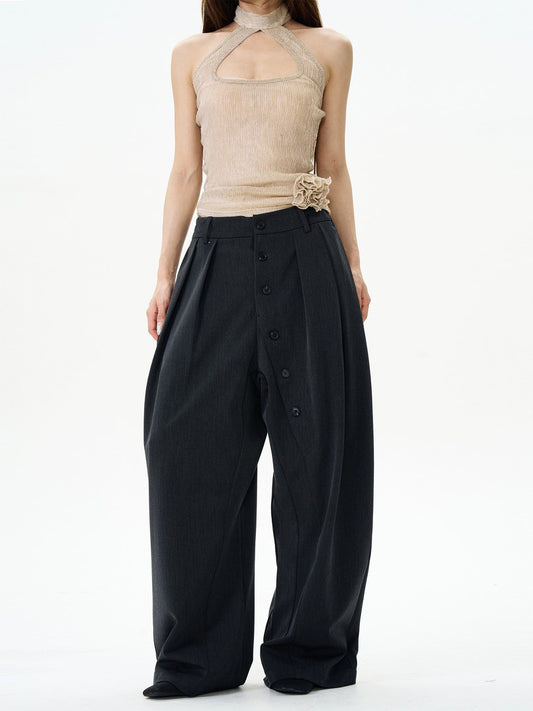 Aelfric Eden Vintage Button‑Placket Suit Casual Trousers