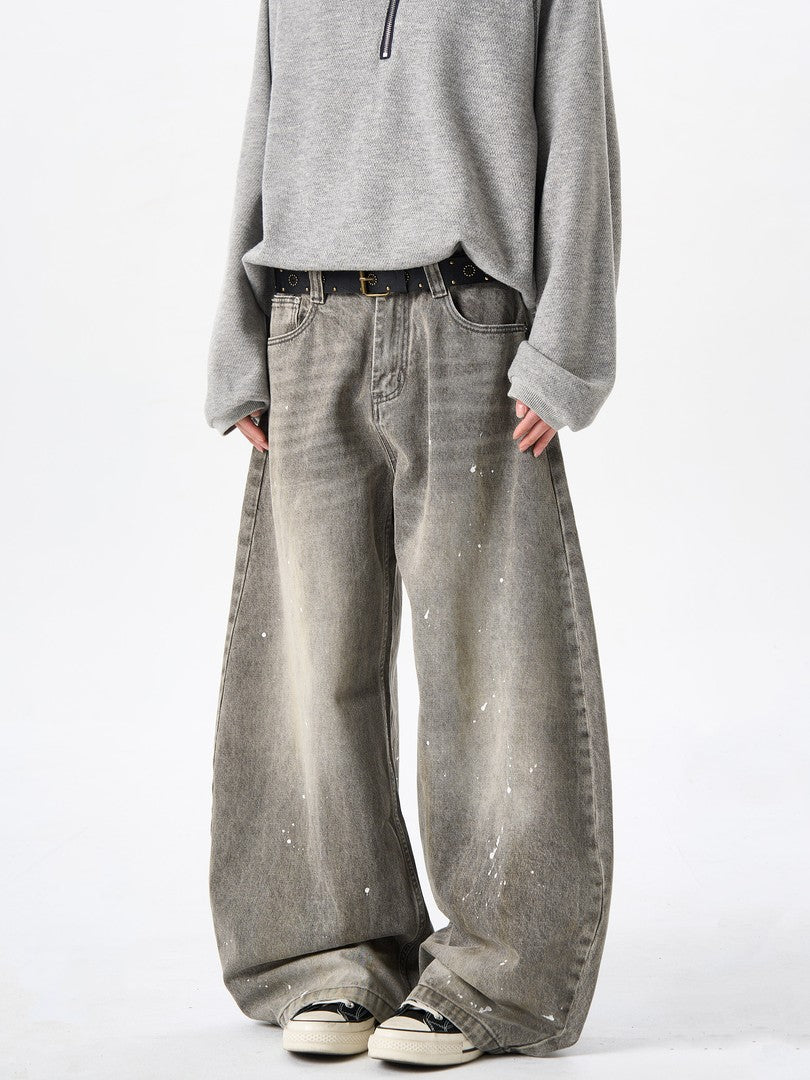 Ace Jolun Vintage Splash‑Ink Curved‑Cut Jeans