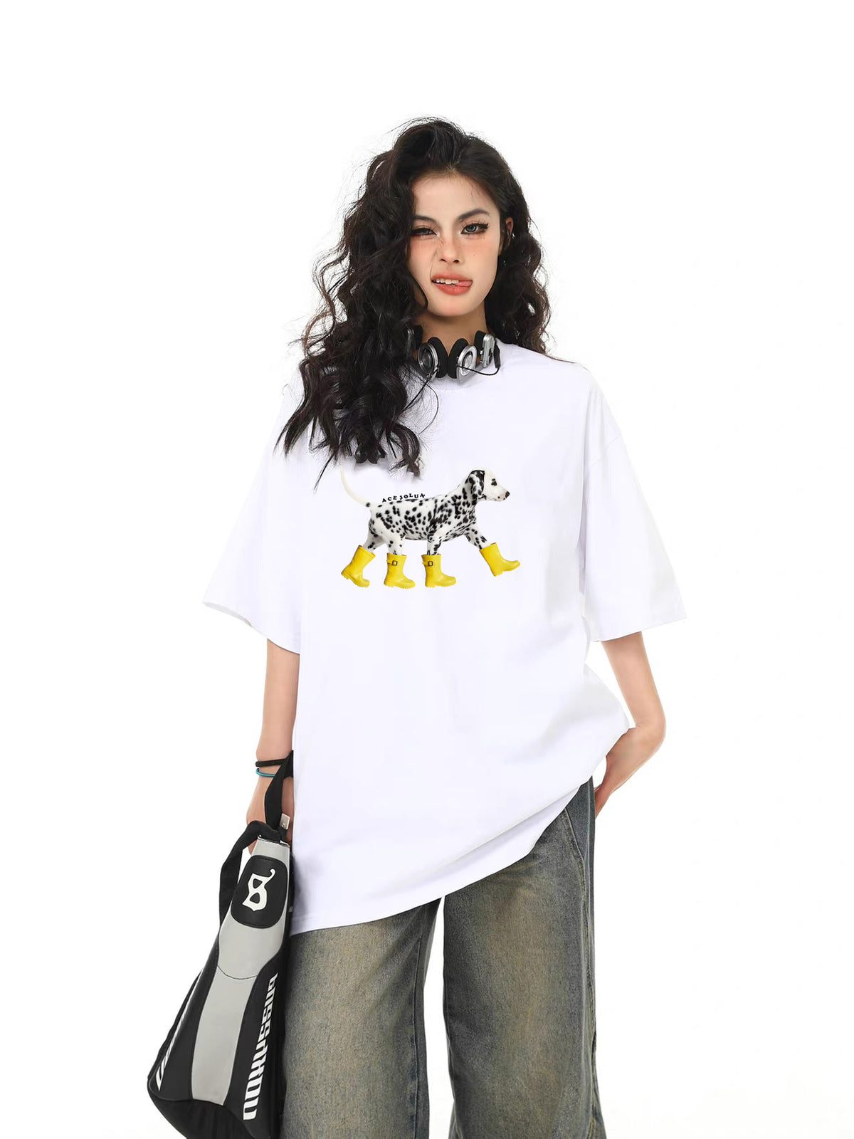 Ace Jolun Dalmatian Rain Boots Graphic Tee | 04-1.jpg