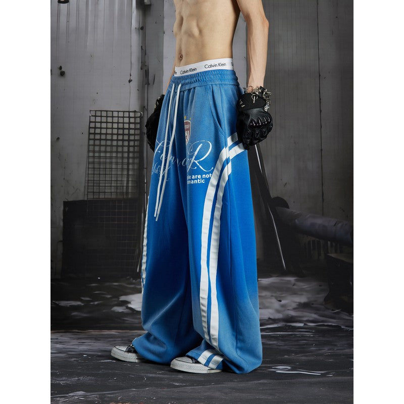 Ace Jolun Heavyweight Jersey Washed Vintage‑Print Loose Casual Sweatpants