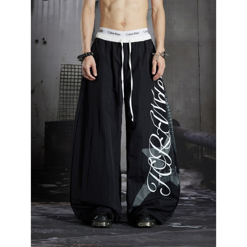 Ace Jolun Alternative Punk‑Style Electric Guitar Print Loose‑Fit Pants