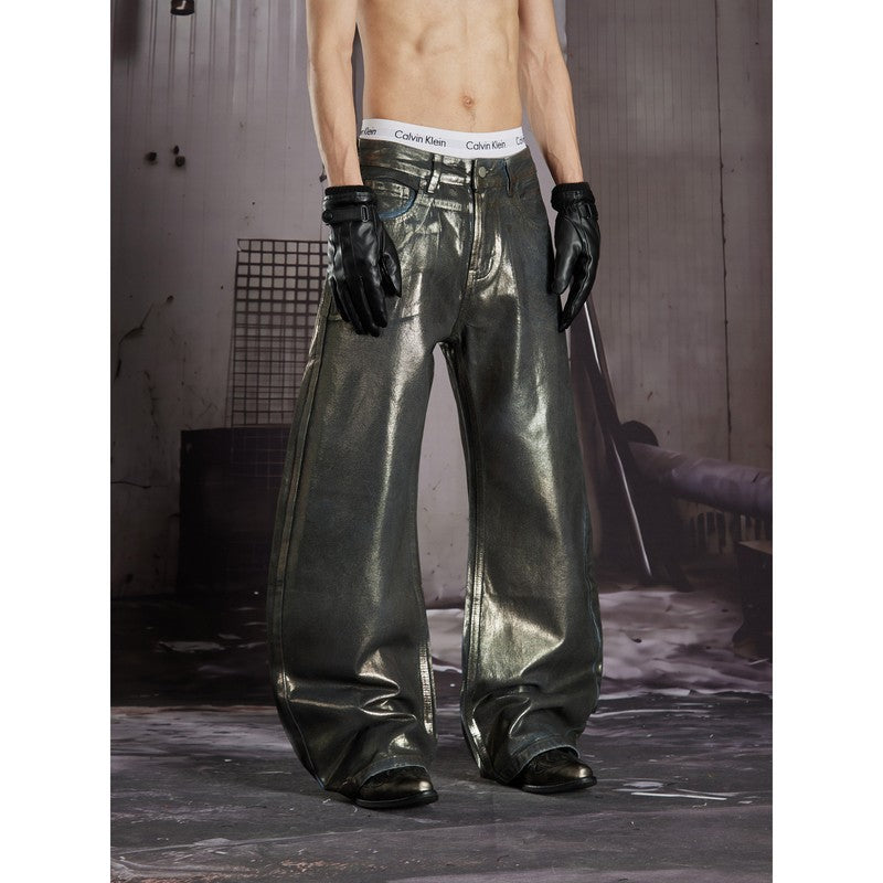 Ace Jolun Coated Dark‑Avant‑Garde Alternative Barrel‑Cut Jeans