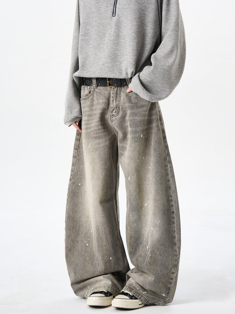 Ace Jolun Vintage Splash‑Ink Curved‑Cut Jeans