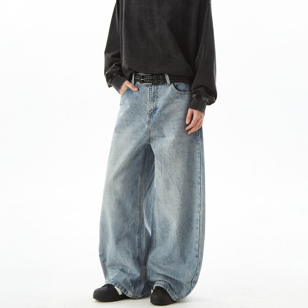 Ace Jolun Vintage Washed Blue Curved‑Cut Jeans