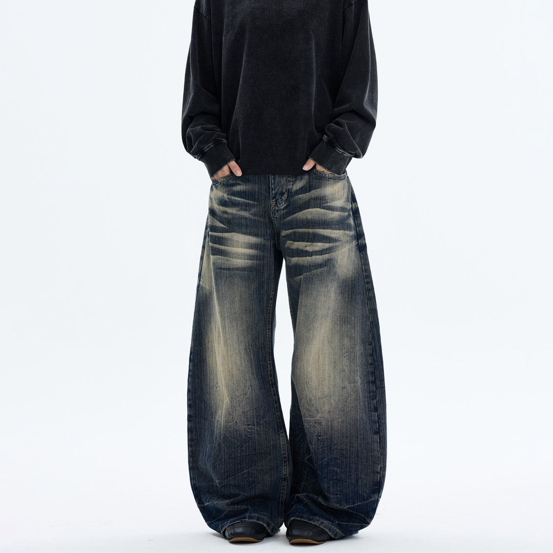 Ace Jolun Washed‑Distressed Whisker Slub Jeans