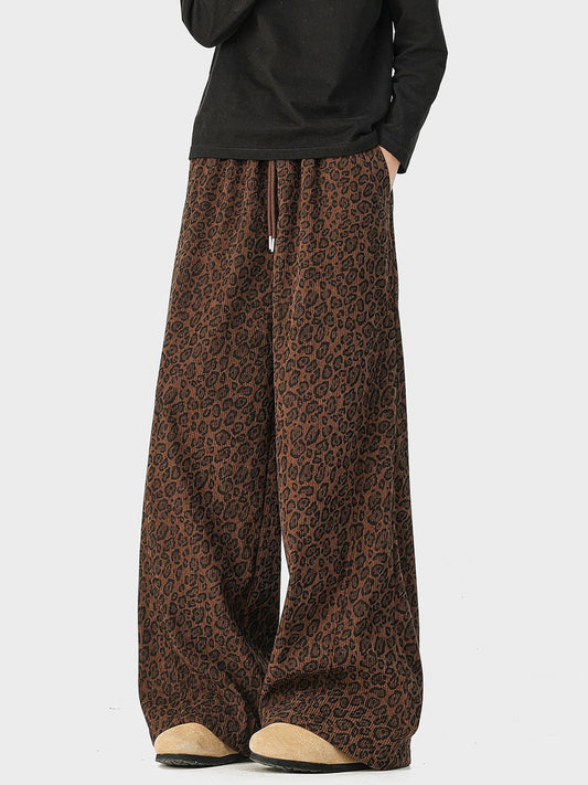Ace Jolun High‑Street Vintage Leopard‑Print Wide‑Leg Pants