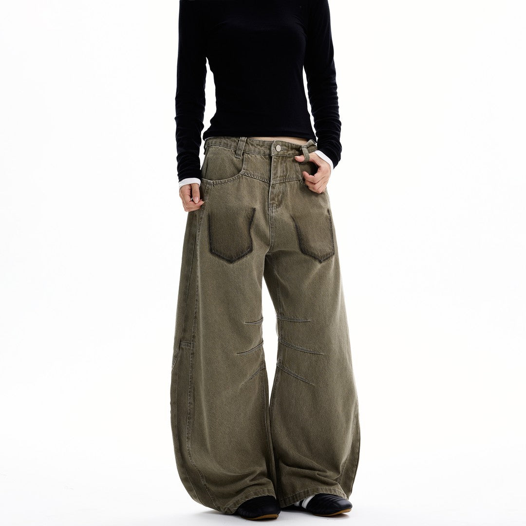 Ace Jolun Washed Dirty‑Dye Curved‑Cut Jeans