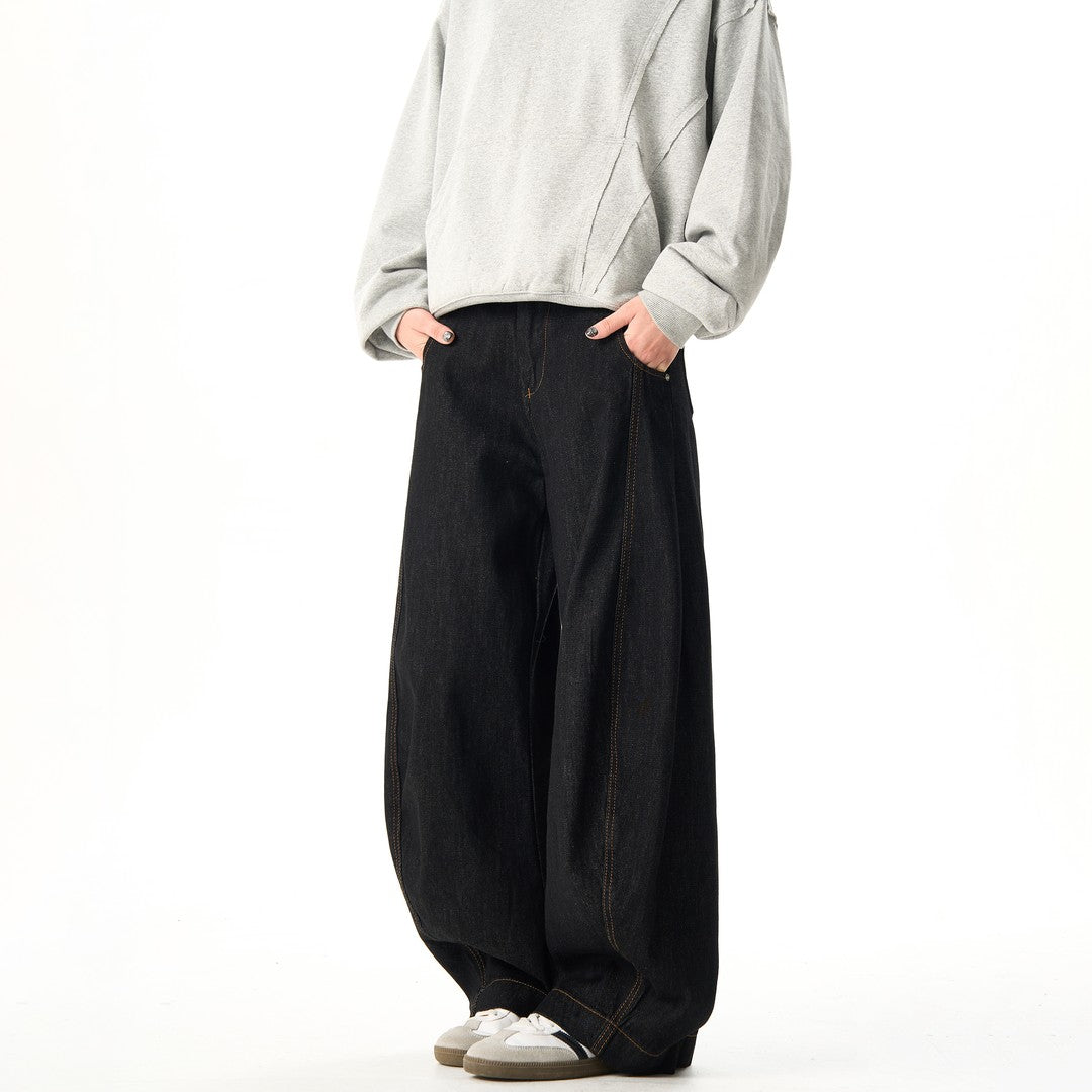 Ace Jolun Vintage High‑End Black Curved‑Cut Pants