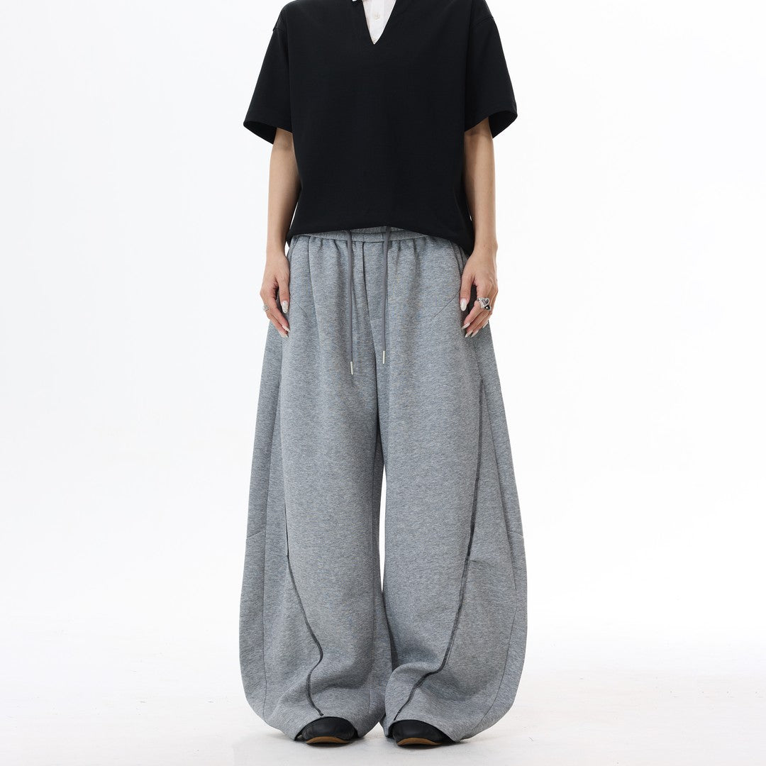 Ace Jolun American Hand‑Painted Deconstructed Drawstring Curved‑Cut Sweatpants