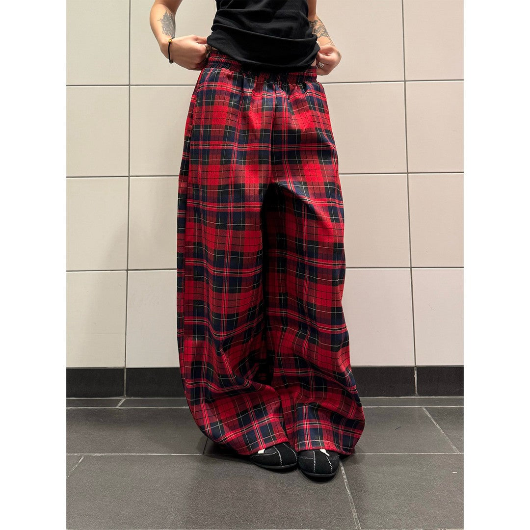 Ace Jolun Design‑Forward Color‑Block Plaid Drawstring Casual Pants