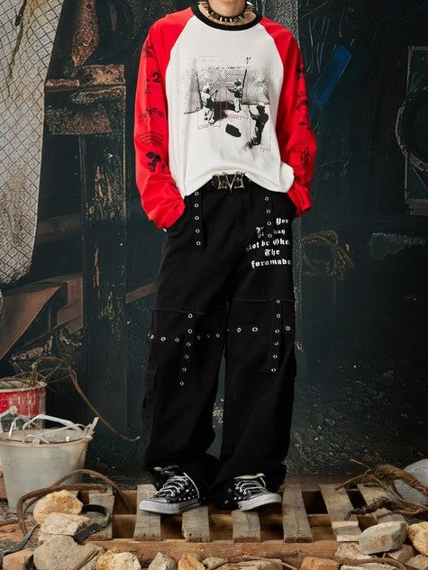 Ace Jolun【New Arrival】Alternative Punk Y2K Off‑Shoulder Spliced T‑Shirt