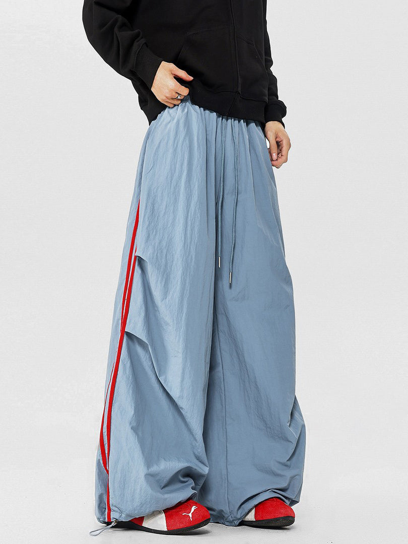 Ace Jolun Cargo‑Style Navy Striped Spliced Wide‑Leg Pants