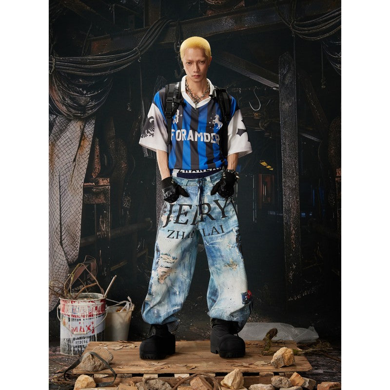 Ace Jolun 【New Arrival】Triple‑Waistband 3D‑Print Street‑Sport Loose Wide‑Leg Pants