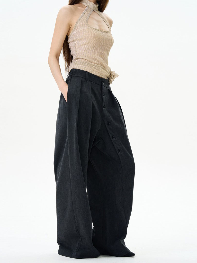 Aelfric Eden Vintage Button‑Placket Suit Casual Trousers
