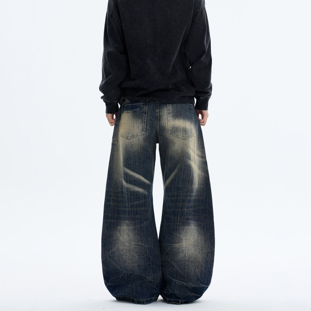 Ace Jolun Washed‑Distressed Whisker Slub Jeans