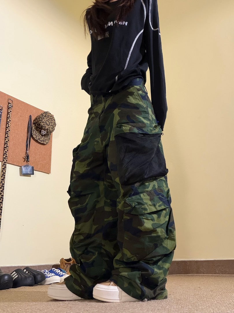 Ace Jolun Mesh Multi‑Pocket Camouflage Wide‑Leg Pants