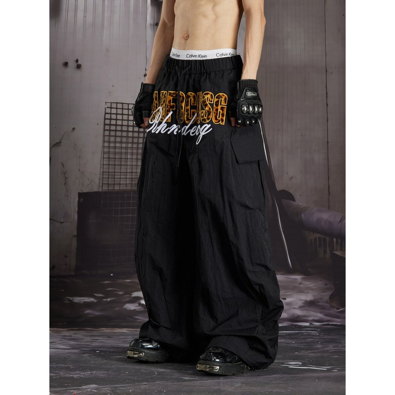 Ace Jolun Hip‑Hop Fashion Streetwear Leopard‑Print Embroidered Multi‑Pocket Cargo Pants
