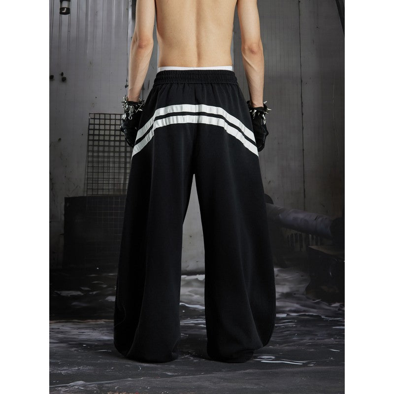Ace Jolun Heavyweight Jersey Washed Vintage‑Print Loose Casual Sweatpants