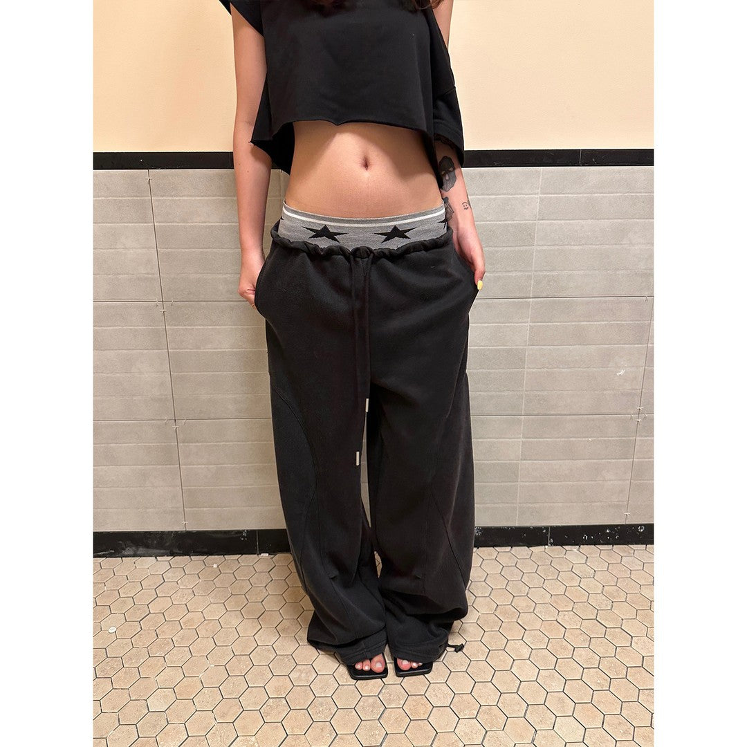 Ace Jolun Dual‑Waist Washed Sports Casual Sweatpants