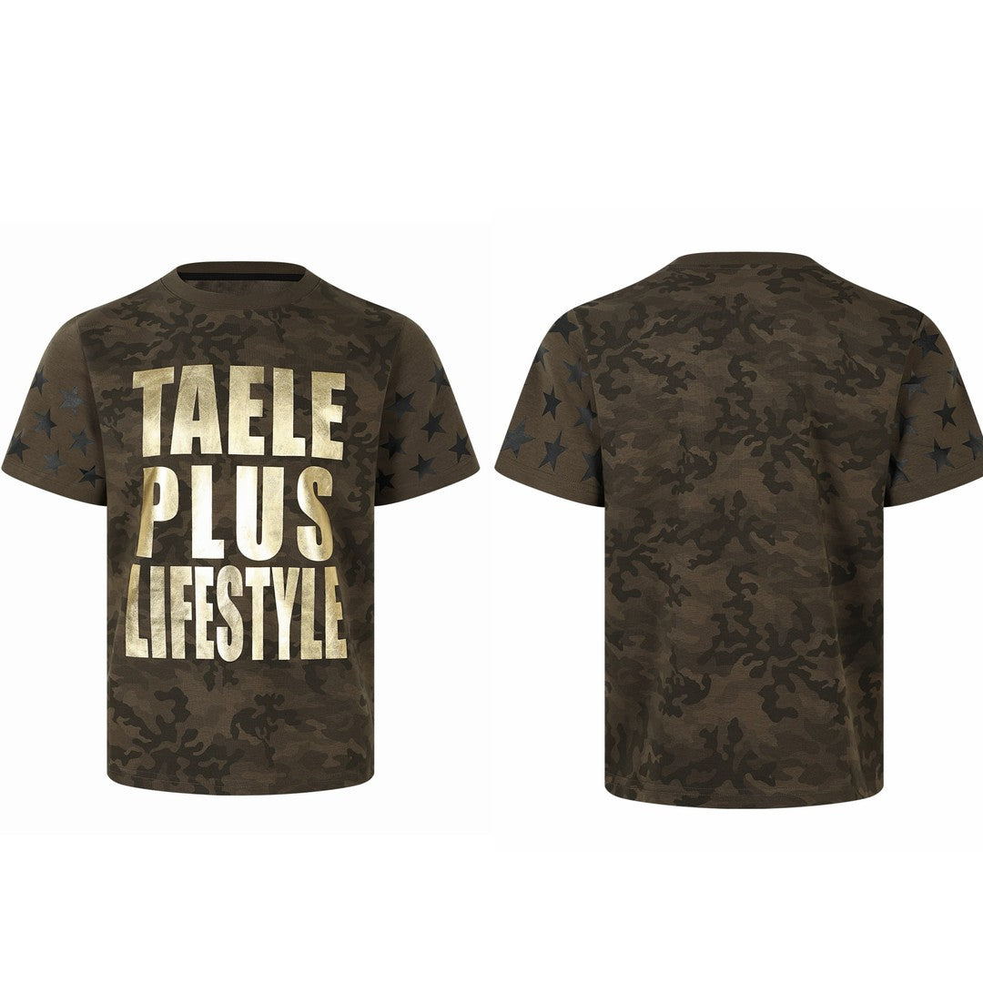 Ace Jolun Camouflage Gold‑Foil‑Print Star Soft‑Alt‑Style T‑Shirt